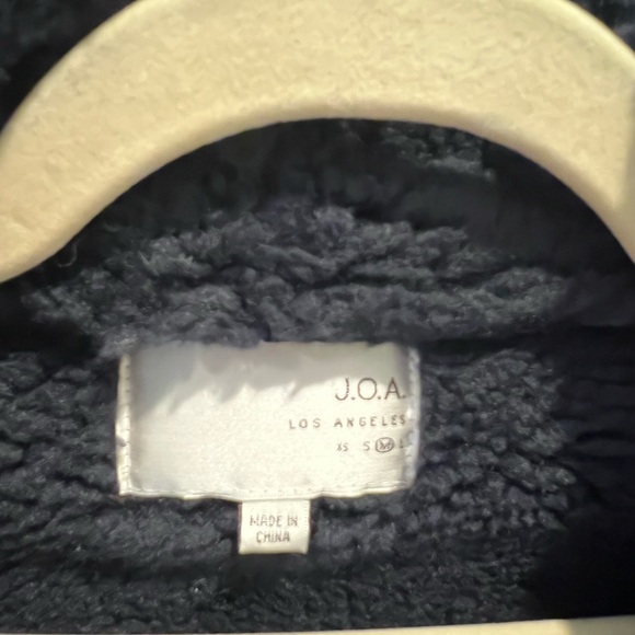 J.O.A. Navy suede/sherpa moto style coat, size M - Picture 4 of 6